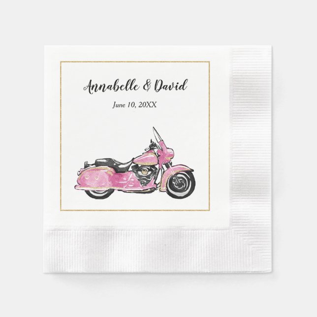 Rosa Motorrad Monogram Napkin Serviette (Vorderseite)