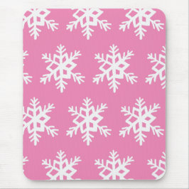 Rosa Mousepad mit Schneeflocken