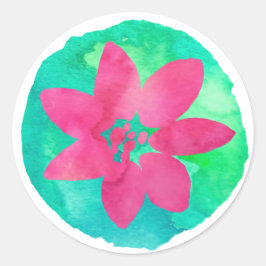 Rosa Multicolor Tropische Blume Runder Aufkleber