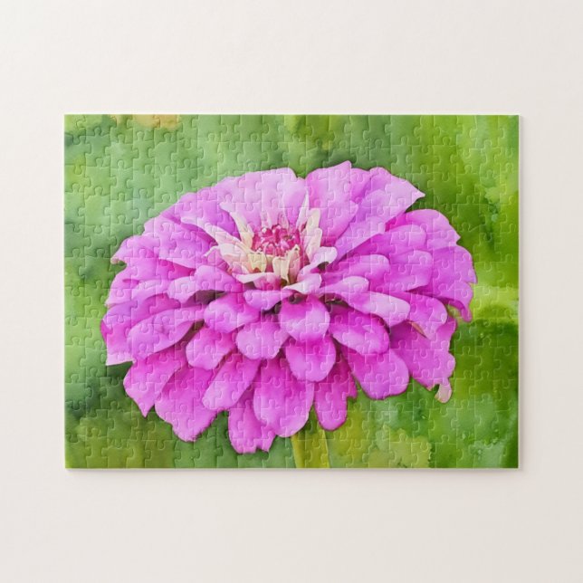 Rosa Mum Blume Watercolor Art (Horizontal)