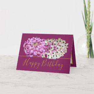 Rosa Mum und weiße Orchideen Blumensträuße Geburts Karte
