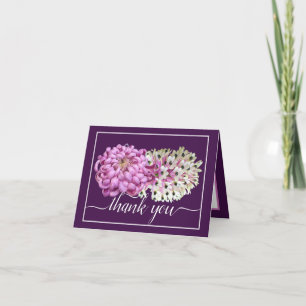 Rosa Mum- und weiße Orchideen-Botanik-Dankeskarten Karte