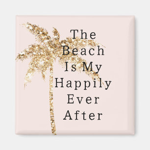 Rosa Muschel Glam Gold Glitter Palme Magnet