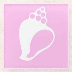 Rosa Muschel Glasuntersetzer