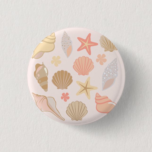 Rosa Muschel Muster Button (Vorderseite)