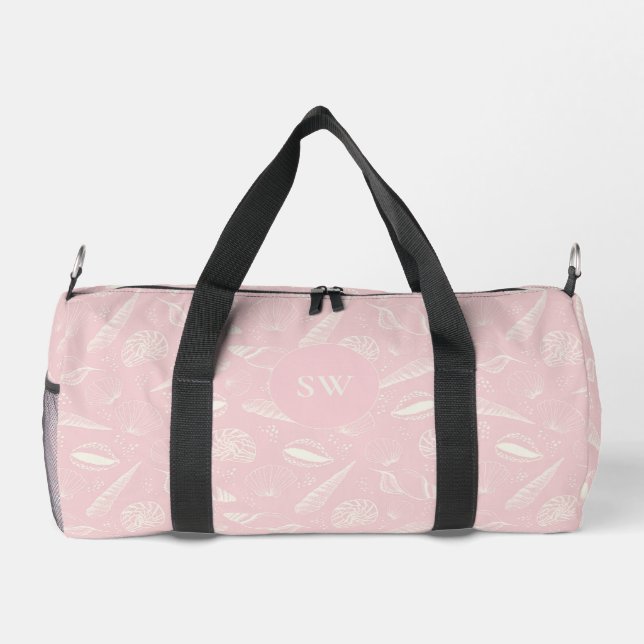 Rosa Muschel-Muster-Monogramm Duffle Bag (Rückseite)