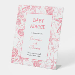 Rosa Muscheln Babyratenzeichen Sockelschild