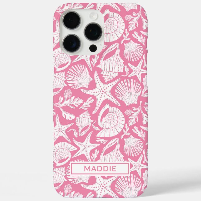 Rosa Muscheln personalisiert iPhone 16 Pro Max Hülle (Rückseite)