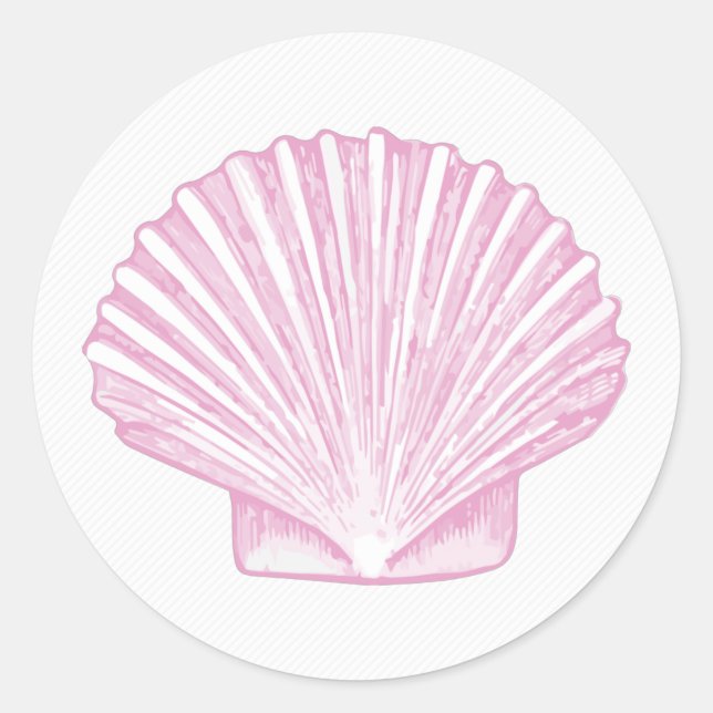 Rosa Muschelschale Küste Runder Aufkleber (Vorderseite)