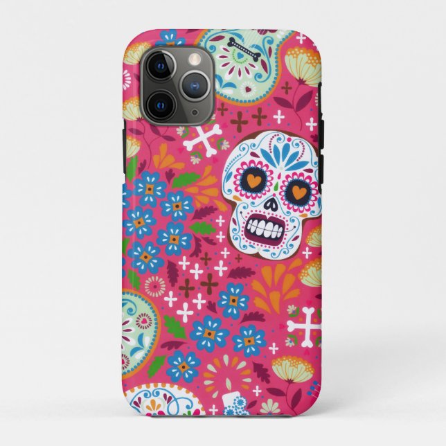 Rosa Musik Rock Skull Blumengarten Case-Mate iPhone Hülle (Rückseite)