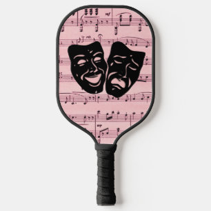 Rosa Musik und Theatermasken Pickleball Schläger