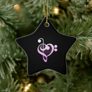 Rosa Musikerherz Keramik Ornament