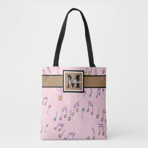 Rosa Musiknote Musician Monogram Totbeutel Tasche