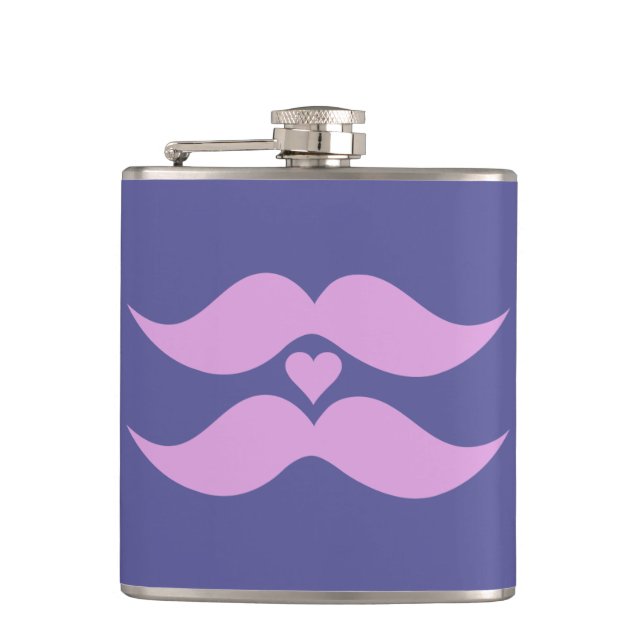 Rosa Mustaches-Flasche Flachmann (Vorderseite)