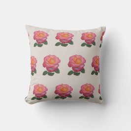 Rosa Muster auf Sand Beige Kissen