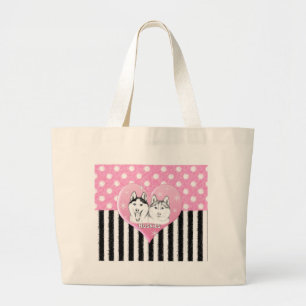 Rosa Muster des Huskieses Jumbo Stoffbeutel