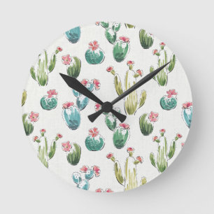 Rosa Muster des Wüsten-Blüten-Schritt-  Runde Wanduhr