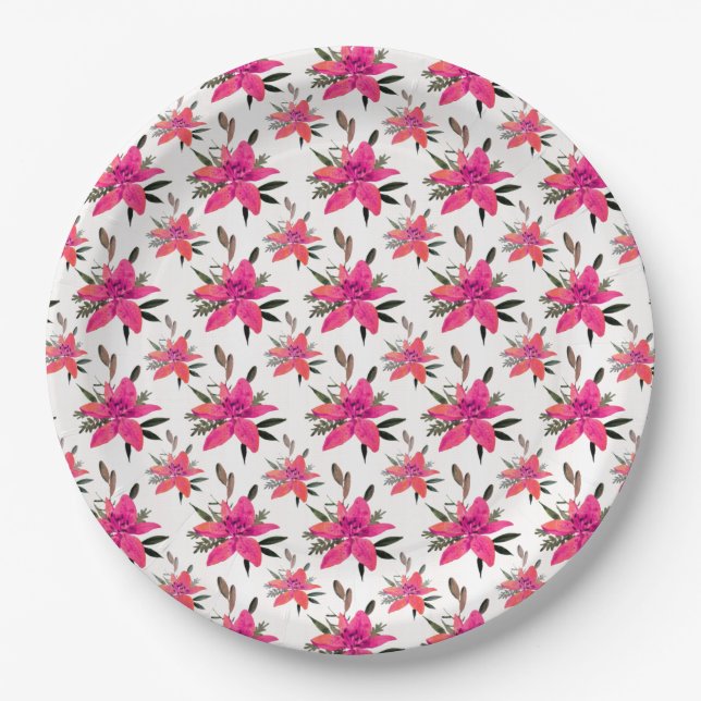 rosa Muster-Design-29500 Pappteller (Vorderseite)