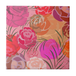 Rosa Muster mit Blume und Pflanze Fliese