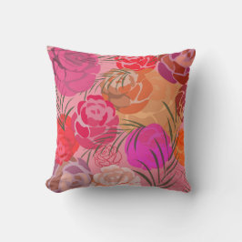 Rosa Muster mit Blume und Pflanze Kissen