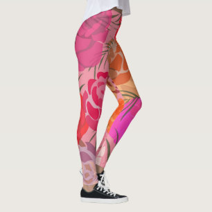 Rosa Muster mit Blume und Pflanze Leggings
