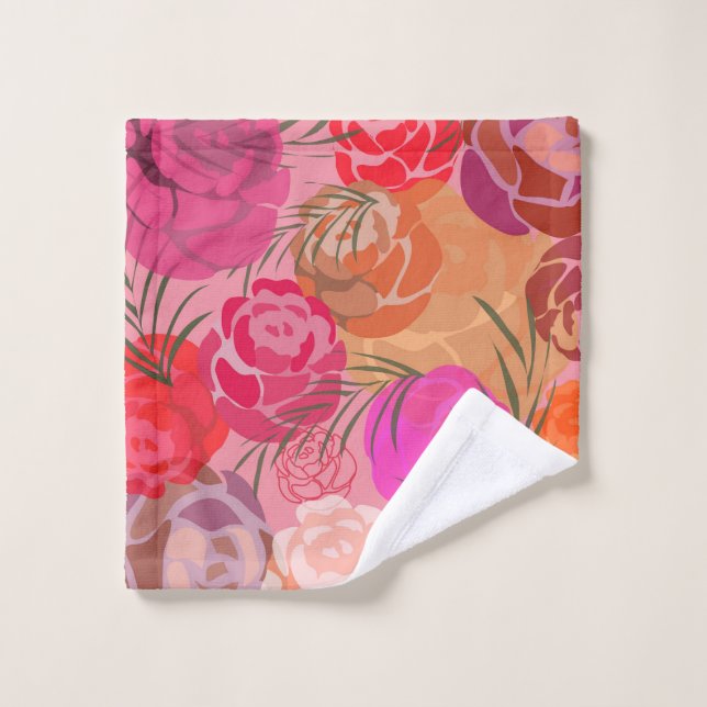 Rosa Muster mit Blume und Pflanze Waschlappen (Waschlappen)