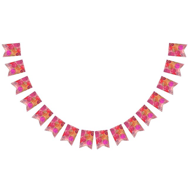 Rosa Muster mit Blume und Pflanze Wimpelkette (Alle)