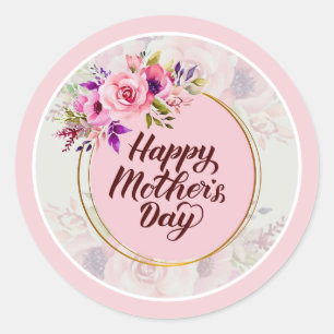 Rosa Muttertag I Alles Gute zum Muttertag Runder Aufkleber