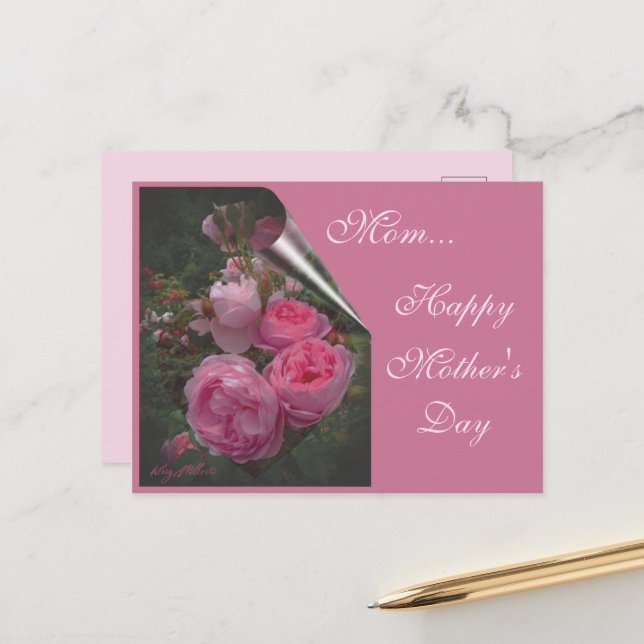 Rosa Muttertag Postkarte (Vorderseite/Rückseite Beispiel)
