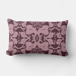 Rosa N Burgund Moderne Elegantes Leaf Muster Lendenkissen