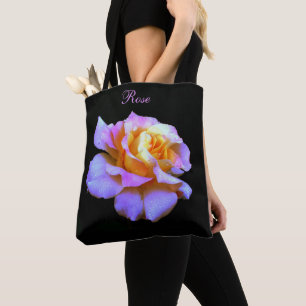 Rosa N Gelbe Rose auf schwarz *Persönlich gestalte Tasche