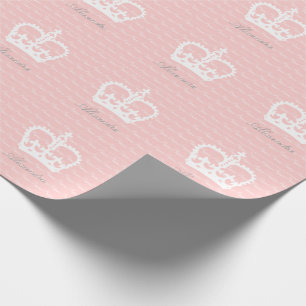Rosa-n-Weiß-Prinzessin-Individuelle Name Geschenkpapier