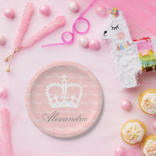 Rosa-n-Weiße Prinzessin Pappteller