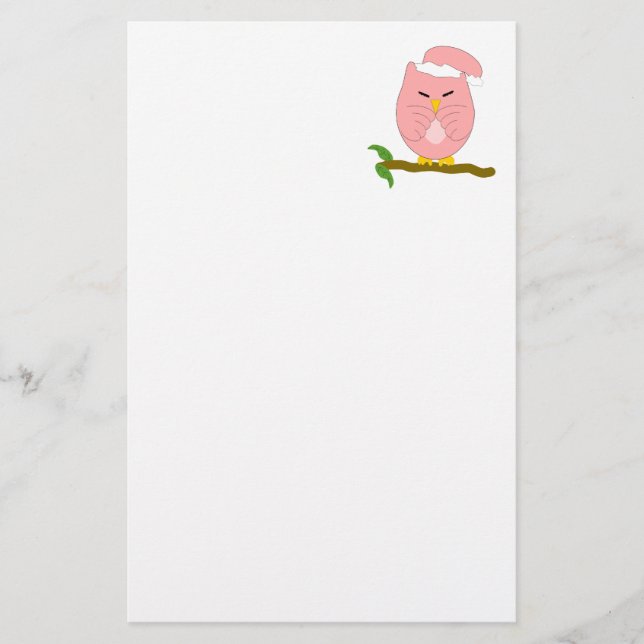 Rosa Nacht-Eule-Design Briefpapier (Vorderseite)