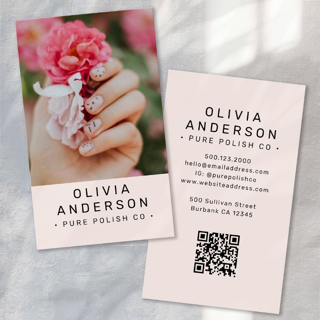 Rosa Nageldesign-Foto-QR-Code Visitenkarte (Von Creator hochgeladen)