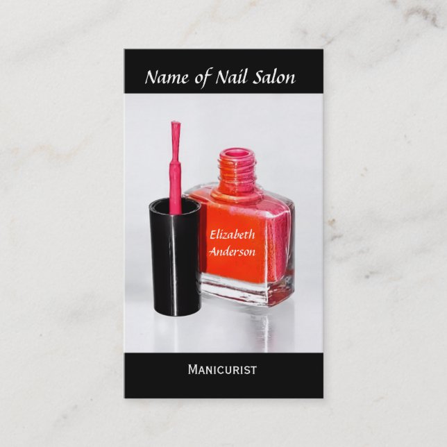 Rosa Nagellack-Manikürist am Nagel-Salon Visitenkarte (Vorderseite)