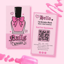 Rosa Nagellackflaschen-Schleife Nagelstudio QR-Cod