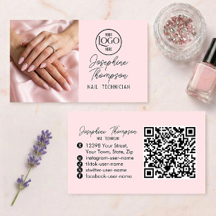 Rosa Nagelstudio-QR-Code-Foto Visitenkarte