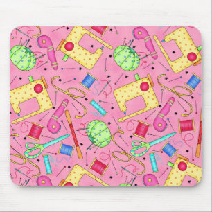 Rosa Nähbegriffe Mousepad