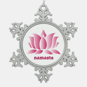 rosa namaste Lotos des Yoga Schneeflocken Zinn-Ornament