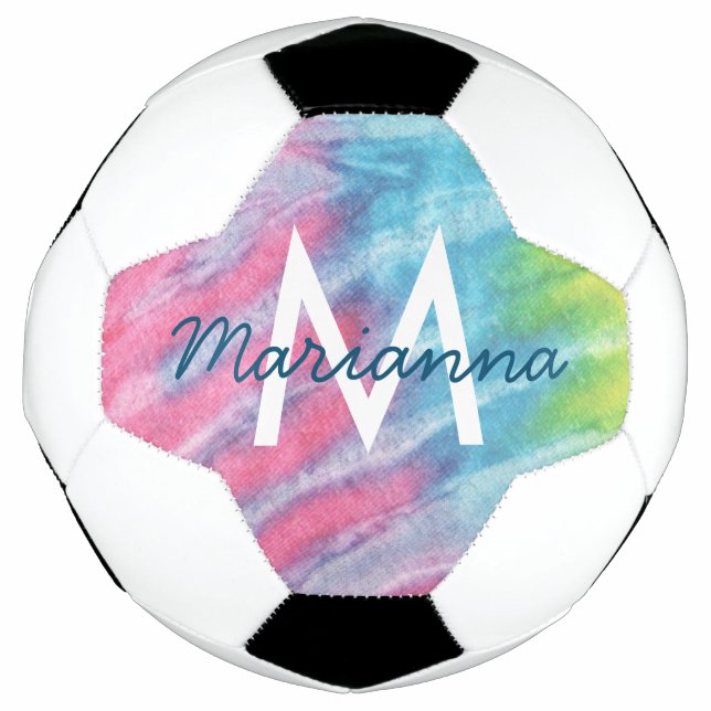 Rosa Name der Aquamarinen Gefärbte Krawatte und Pe Fußball (Vorderseite)