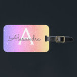Rosa - Name des Lila Glitzer Gepäckanhänger<br><div class="desc">Rosa und Lila Ombre Pastel Sparkle Glitzer Monogram Name und erste Gepäckmarke. Diese Taschenmarke ist ideal für Zurück in die Schule, Arbeit oder Reisen. Der rosa und Lila Gepäcktag ist auch ein großartiges Gastgeschenk für Hochzeiten, Geburtstage, Brautpartys, Flitterwochen oder Junggeselinnen-Abschiede. Bitte kontaktieren Sie den Designer, um passende Artikel zu erhalten....</div>