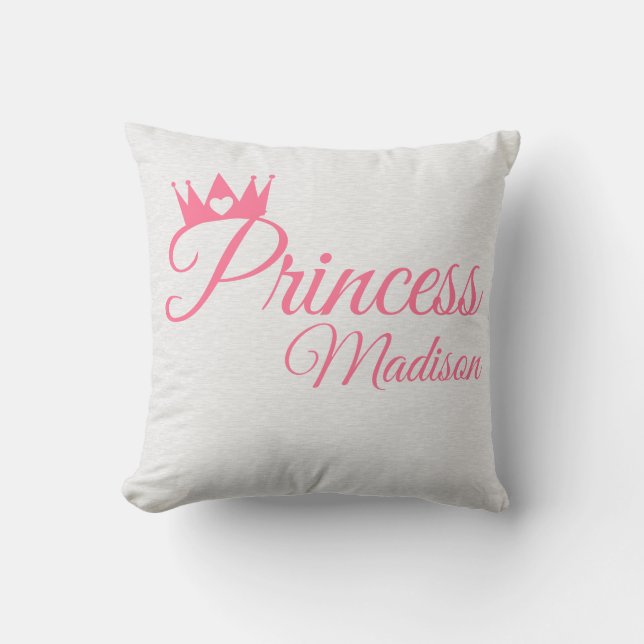 Rosa Name Prinzessin-Crown Heart Tiara Kissen (Vorderseite)