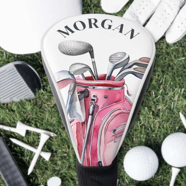 Rosa Namensmonogramm Golf Headcover (Pink Name Monogram Golf Head Cover)