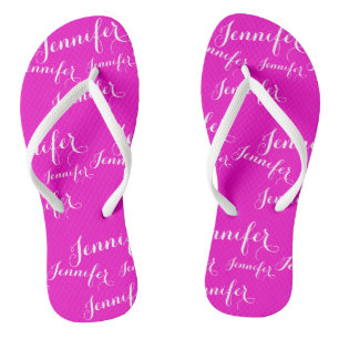 Rosa-Namensmuster Slim Straps Flip Flops