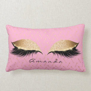 Rosa NamensRose Prinzessin-Gold Glitter Black Lendenkissen