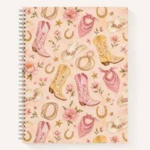 Rosa Nashville-Cowgirl-Stiefel Aquarell Notizbuch