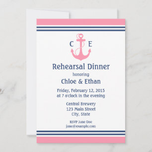 Rosa Nautical Probe Dinner Einladungen