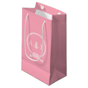 rosa Nautikeile und Ankermonogramm Kleine Geschenktüte