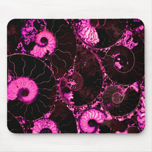 Rosa Nautilus-Fossilien-Muschel Mousepad (Vorne)